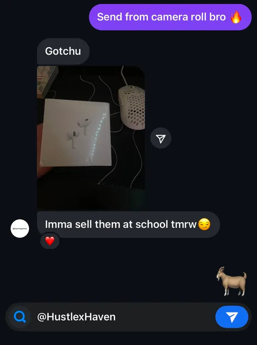 Customer vouch from Instagram or Discord