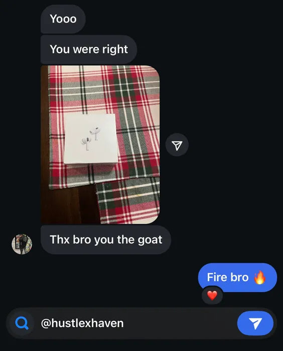 Customer vouch from Instagram or Discord