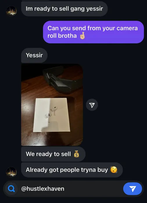 Customer vouch from Instagram or Discord