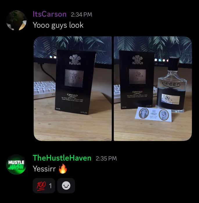 Customer vouch from Instagram or Discord