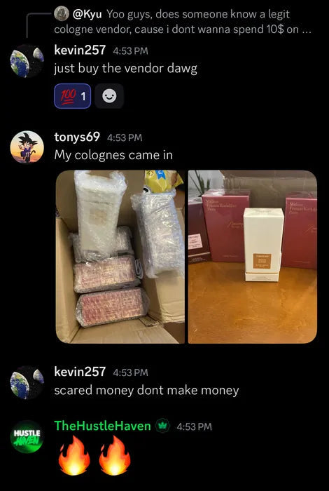 Customer vouch from Instagram or Discord