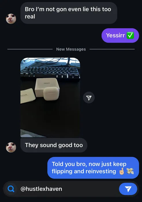 Customer vouch from Instagram or Discord