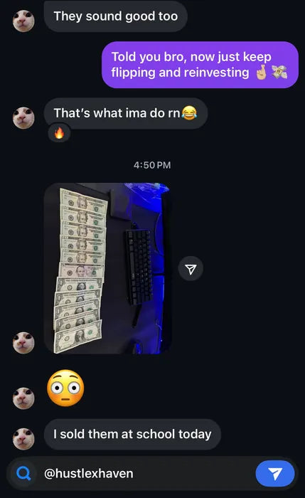 Customer vouch from Instagram or Discord