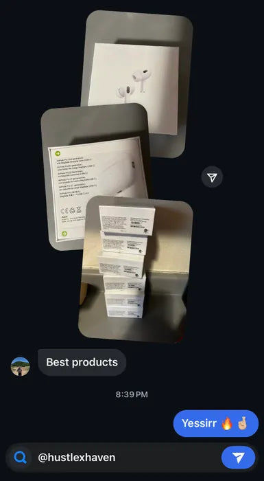Customer vouch from Instagram or Discord
