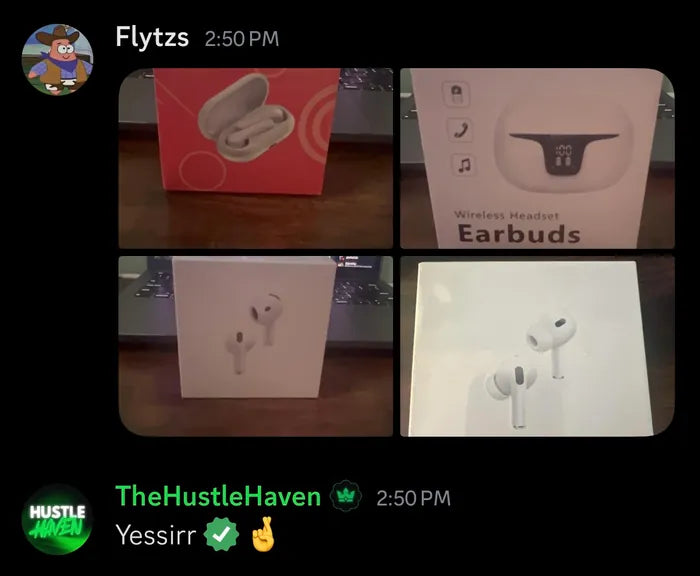 Customer vouch from Instagram or Discord