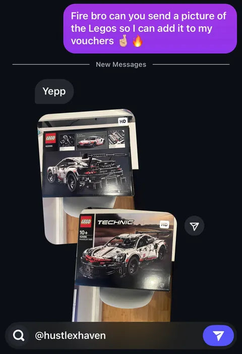 Customer vouch from Instagram or Discord