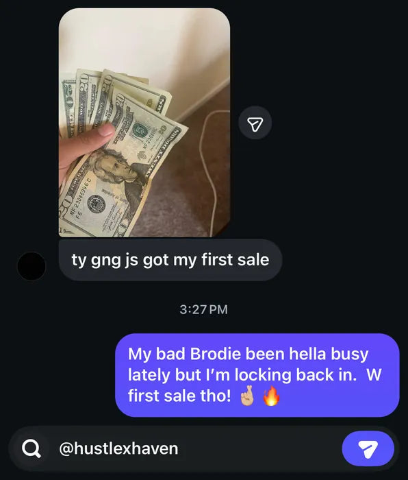 Customer vouch from Instagram or Discord
